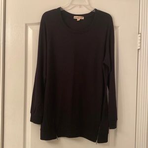 Black zipper tunic top size xl nwot